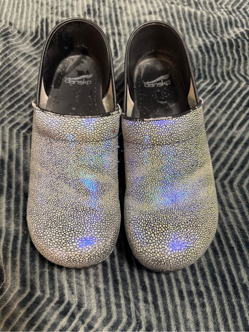 Dansko Iridescent Pebble-Pattern Slip-On Clogs
